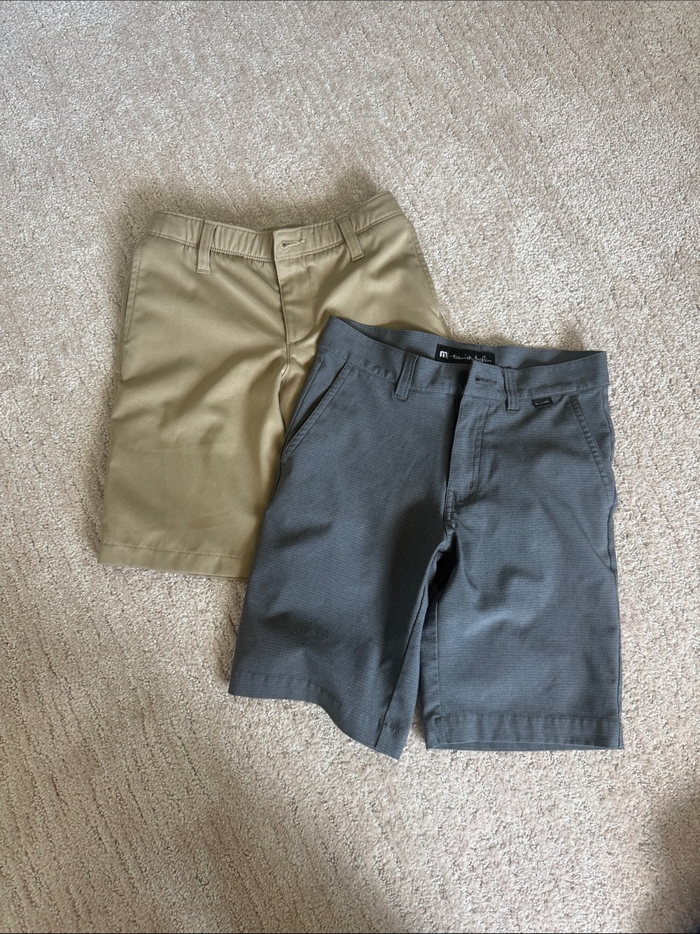 Under Armour Kids Flat-Front Shorts Pair - Khaki and Gray